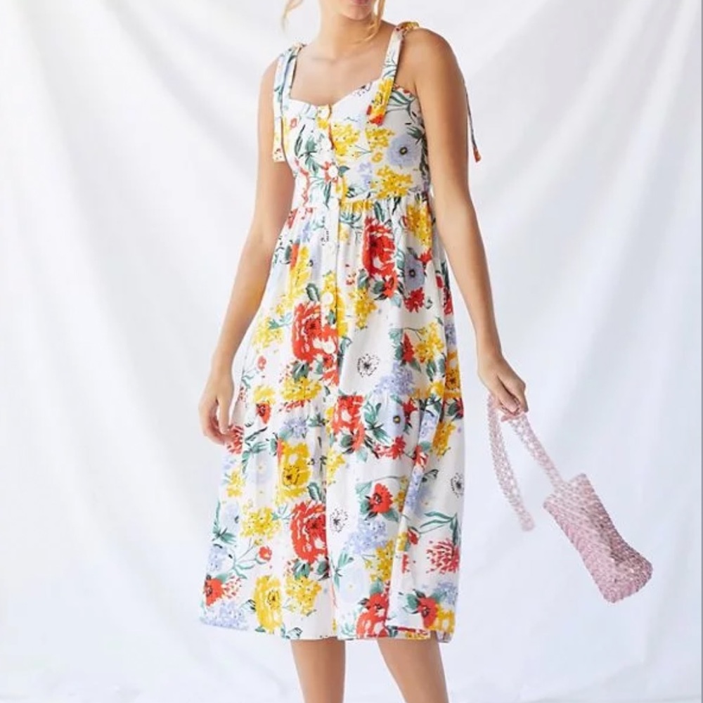 UO Positano Tie-Shoulder Midi Dress - Urban Outfitters
